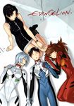  23_(real_xxiii) 3girls ayanami_rei bodysuit highres holding_hands ikari_shinji katsuragi_misato lap_pillow multiple_girls neon_genesis_evangelion plugsuit sleeping souryuu_asuka_langley white_bodysuit 