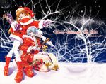  ayanami_rei boots christmas mittens neon_genesis_evangelion penpen sadamoto_yoshiyuki snow soryu_asuka_langley winter 