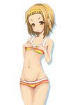  bikini brown_eyes brown_hair flat_chest groin hairband k-on! kokuu_rikishi lowleg lowleg_bikini navel short_hair solo striped striped_bikini swimsuit tainaka_ritsu tomboy 