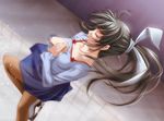  black_hair closed_eyes eisai_kyouiku jpeg_artifacts long_hair motion_lines non-web_source pantyhose ponytail ribbon skating solo spinning sugina_miki 