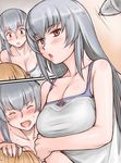  blush breast_hold breasts camisole casual cleavage embarrassed large_breasts long_hair older rozen_maiden silver_hair suigintou tsuda_nanafushi 