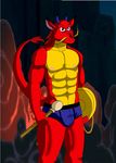  2015 abs anthro bulge clothing coyoteed dragon eastern_dragon gong horn mulan muscular mushu navel nipples pecs tagme unamused underwear whiskers 