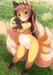 1girl 24cakes ball blush furry long_hair looking_at_viewer open_mouth shiny_hair shiny_skin small_breasts tail 