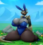  anthro averyshadydolphin big_breasts breasts claudia_(averyshadydolphin) cleavage clothed clothing dragon easter female holidays huge_breasts looking_at_viewer markings solo thick_thighs wide_hips 