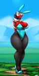  anthro averyshadydolphin big_breasts breasts calamity cleavage clothed clothing dragon easter female holidays huge_breasts markings solo thick_thighs wide_hips 