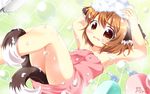  animal_ears brown_eyes brown_hair bubble cat_ears cat_tail chen commentary_request jewelry multiple_tails naked_towel nekomata open_mouth pila-pela short_hair single_earring solo tail touhou towel two_tails wavy_mouth 