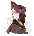  1girl bloodborne bonnet cloak plain_doll silver_hair smile 