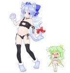  &gt;:) =_= adapted_costume ahoge animal_band_legwear animal_cutout animal_ears animal_print bare_arms bare_shoulders bell bell_collar black_bra black_legwear black_panties blue_eyes blue_hair blush bow bra breasts cat_band_legwear cat_cutout cat_ear_panties cat_ears cat_lingerie cat_paws cat_print cat_tail cat_teaser cattail cirno cleavage_cutout collar daiyousei dog_ears dog_tail drooling fairy_wings fang fang_out female_pervert flat_chest gloves green_hair hair_bow hair_ribbon heavy_breathing highres ice ice_wings jingle_bell kemonomimi_mode meme_attire midriff mofu_mofu multiple_girls navel off_shoulder panties paw_gloves paw_shoes paws pervert plant ponytail ribbon shoes side-tie_panties side_ponytail smile strap_slip sweat tail tail_bow tail_wagging thighhighs thighs touhou underwear underwear_only v-shaped_eyebrows white_bra white_legwear white_panties wings 
