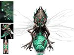  alien alien_queen arthropod drooling female insect looking_at_viewer multi_eye pussy pussy_juice saliva solo terraria unknown_artist wings 