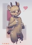  &lt;3 anthro balls blue_eyes blush brown_fur cervid child cub flaccid fur male mammal navel penis simple_background solo standing sublamy123 uncut young 