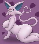 anthro big_breasts blush breasts butt canine digital_media_(artwork) eeveelution espeon female looking_at_viewer mammal nintendo open_mouth pandashorts pok&eacute;mon simple_background solo thick_thighs video_games voluptuous wide_hips 