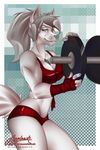  azaleesh coltron20 costume gym lipbite ponytail salori_weissklaue scar smile training weights 