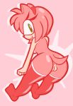  &lt;3 &lt;3_eyes 2016 amy_rose anthro anus bent_over breasts butt clothing eulipotyphlan eyelashes female fur green_eyes hair hairband hedgehog legwear looking_at_viewer mammal pink_fur presenting pussy simple_background smile solo sonic_(series) standing stockings thanu 