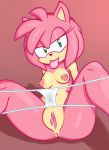  &lt;3 &lt;3_eyes 2016 amy_rose anthro breasts butt clitoris clothing eulipotyphlan eyelashes female fur green_eyes hair hairband half-closed_eyes hedgehog looking_at_viewer mammal navel nipples nude panties panties_down pink_fur pussy pussy_juice seductive simple_background sitting solo sonic_(series) thanu tongue tongue_out underwear 