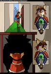  anthro blue_eyes brown_fur brown_hair canine comic fur hair male mammal quebec red_savarin scar solatorobo ventkazemaru video_games 