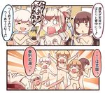  :d arms_up bangs bath beamed_eighth_notes bismarck_(kantai_collection) blonde_hair blush_stickers breasts brown_eyes brown_hair closed_eyes collarbone comic convenient_censoring eighth_note folded_ponytail graf_zeppelin_(kantai_collection) hair_between_eyes hair_up ido_(teketeke) kantai_collection low_twintails medium_breasts mirror multiple_girls music musical_note nude o_o open_mouth outstretched_arms pinky_out pose prinz_eugen_(kantai_collection) ro-500_(kantai_collection) shower_head singing small_breasts smile spoken_musical_note spread_arms surprised tan translated twintails z1_leberecht_maass_(kantai_collection) z3_max_schultz_(kantai_collection) 