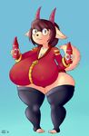  barefoot big_breasts breasts clothing cream_fur ely eyewear female food fur glasses goat_dog hi_res horn huge_breasts hybrid hyper hyper_breasts ketchup ketchup_bottle knee_socks leggings legwear mammal red_hoodie red_jacket short_stack sketch socks solo thick_thighs tiddy vant_talon 