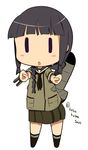  bangs black_hair blunt_bangs braid chibi kantai_collection kebakebasan kitakami_(kantai_collection) long_hair school_uniform serafuku single_braid solo 