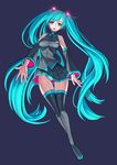  :o absurdres aqua_hair arms_at_sides bad_id bad_pixiv_id bare_shoulders black_footwear black_legwear black_shirt black_skirt boots breasts collar collared_shirt colored_eyelashes detached_sleeves doyoom full_body glowing green_eyes groin hatsune_miku headgear highres horizontal_stripes legs_together long_hair long_sleeves looking_at_viewer medium_breasts open_hand open_mouth panties pantyshot pleated_skirt purple_background shirt simple_background skirt sleeveless sleeveless_shirt solo spread_fingers striped striped_panties thigh_boots thigh_gap thighhighs thighs twintails underwear very_long_hair vocaloid 