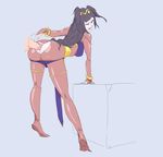  1girl anal ass ass_cutout bent_over black_hair bodystocking butt_crack clothed_sex csmutrun fire_emblem jewelry long_hair looking_back nintendo one_eye_closed panties panty_pull rough sex solo_focus standing tharja tiptoes uncensored wince 