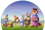  2016 anthro barefoot bonnie_hopps brown_fur canine clothed clothing cute daughter dipstick_tail disney eyes_closed facepalm family father food fox fur gideon_grey gloves_(marking) grass grey_fur group happy hat judy_hopps lagomorph long_ears male mammal markings mother multicolored_tail nick_wilde nik159 outside parent pie predator/prey rabbit smile stu_hopps sun_hat sunhat zootopia 