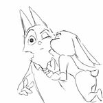  animated canine cute disney duo female fox judy_hopps kissing lagomorph long_ears mago-dokkeabi male mammal nick_wilde rabbit size_difference surprise zootopia 