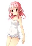  casual_one-piece_swimsuit long_hair one-piece_swimsuit original pink_eyes pink_hair shibacha solo swimsuit white_swimsuit 