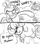  ! 2016 ? ?! daughter dialogue duo english_text equine female feral flurry_heart_(mlp) friendship_is_magic glacierclear hair horn mammal monochrome mother my_little_pony open_mouth parent princess_cadance_(mlp) simple_background text white_background winged_unicorn wings yelling 