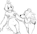  animal_crossing anthro avian banjo-kazooie bottomless clothed clothing duo female kazooie mammal monochrome nintendo nishi nude porcupine pussy rodent sable_able video_games 