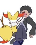  ambiguous_gender animated black_hair braixen canine clothing duo force_feeding forced fox hair human inner_ear_fluff jacket kl0ndike male mammal nintendo pok&eacute;mon pokepuff stick video_games 