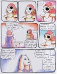  aftertale boss_monster caprine chair clothed clothing comic dialogue english_text eye_patch eyewear female fish goat group human loverofpiggies male mammal marine protagonist_(undertale) table text toriel undertale undyne video_games 