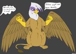  4_toes avian backlash91 beak blush brown_feathers brown_fur conditional_dnp english_text feathers female friendship_is_magic fur gilda_(mlp) gryphon my_little_pony simple_background solo text toes white_feathers 
