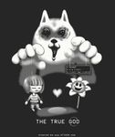 annoying_dog_(undertale) canine clothed clothing creepy dog english_text flower flowey_the_flower group hi_res human male mammal monochrome plant protagonist_(undertale) puppet soul strings text undertale unknown_artist video_games 