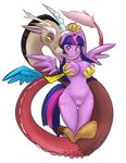  2014 alpha_channel anthro anthrofied arms_above_head blush breast_grab breasts bubble_lee cutie_mark discord_(mlp) draconequus duo equine erect_nipples female friendship_is_magic hair hand_on_breast horn licking looking_at_viewer male male/female mammal multicolored_hair my_little_pony navel nipples purple_eyes pussy red_eyes simple_background smile tail_tuft tongue tongue_out transparent_background tuft twilight_sparkle_(mlp) winged_unicorn wings yellow_sclera 