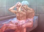  abs bath bathroom erection eslicho_(sho_chan) muscle nude pecs penis shared_bathing shower soap water wet yaoi 