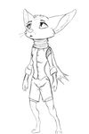  2015 buttons canine clothed clothing cute digital_media_(artwork) digitigrade ear_tuft female fennec fluffy_cheeks fox kittysune2000 line_art looking_up mammal open_mouth scarf shorts simple_background small solo tuft whiskers 