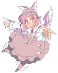  animal_ears blush bow bowtie dress fingernails full_body hat ini_(inunabe00) juliet_sleeves long_sleeves mystia_lorelei outstretched_arm pink_hair pink_legwear puffy_long_sleeves puffy_sleeves sharp_fingernails shoes simple_background smile solo touhou white_background winged_hat winged_shoes wings yellow_eyes 