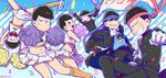  ;3 black_hair brothers brown_eyes cheerleader chin_stroking confetti crossdressing gakuran gloves glowstick grin headband heart heart_in_mouth kl male_focus matsuno_choromatsu matsuno_ichimatsu matsuno_juushimatsu matsuno_karamatsu matsuno_osomatsu matsuno_todomatsu multiple_boys one_eye_closed open_mouth osomatsu-kun osomatsu-san ouendan pleated_skirt pom_poms school_uniform sextuplets siblings skirt smile sunglasses white_gloves 