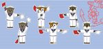  bad_id bad_pixiv_id blue_background buckle clothed_animal commentary_request dog flag full_body furry hat holding jacket kumagai_haito looking_at_viewer military multiple_views original pants pose sailor sailor_hat semaphore_flags simple_background translation_request uniform velt 