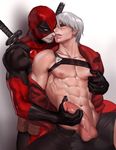  2boys abs dante_(devil_may_cry) deadpool devil_may_cry erection handjob kiss male_focus multiple_boys muscle pecs penis restrained sakimichan testicles uncensored undressing yaoi 