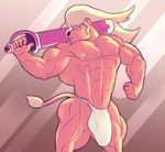  anthro bulge clothing feline guzreuef lion lion_(steven_universe) male mammal melee_weapon muscular solo steven_universe sword underwear weapon 