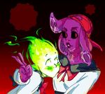  breasts clothed clothing duo elemental eyelashes female female/female fire_elemental fuku_fire looking_at_viewer monster mouthless school_uniform tentacles undertale uniform video_games 