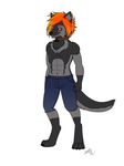  abs belly button canine clothing digitigrade dubmutt ear_piercing fiverr hair invalid_color invalid_tag male mammal navel pants piercing teeth trybal_wolf wolf 