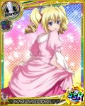  artist_request bishop_(chess) blonde_hair blue_eyes card_(medium) character_name chess_piece dress drill_hair high_school_dxd official_art pink_dress ravel_phenex solo trading_card twintails 
