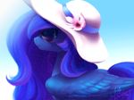  2016 blue_hair equine eyewear feathered_wings feathers female feral friendship_is_magic hair horn joellethenose long_hair mammal my_little_pony princess_luna_(mlp) sky solo sunglasses sunhat winged_unicorn wings 
