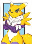  anthro boxice breasts canine chest_tuft digimon female fox fur mammal navel nipples renamon solo tuft white_fur yellow_fur 