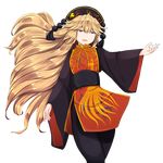  absurdres blonde_hair chinese_clothes haruto_(hirokazu1001) hat highres junko_(touhou) long_hair red_eyes solo touhou transparent_background very_long_hair wide_sleeves 