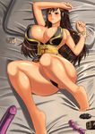  bed breasts brown_hair chun-li dildo huge_breasts lying on_back sash sex_toy solo street_fighter street_fighter_v tenji 
