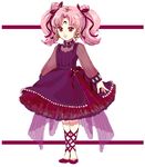  bishoujo_senshi_sailor_moon black_dress black_lady chibi_usa crescent cross-laced_footwear dark_persona double_bun dress facial_mark forehead_mark full_body hair_ribbon k_(pixiv2575948) long_sleeves petticoat pink_eyes pink_hair red_ribbon ribbon simple_background solo standing twintails younger 