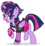  clothed clothing cutie_mark ear_piercing equine feathered_wings feathers female feral friendship_is_magic fur hair horn mammal multicolored_hair my_little_pony piercing pixelkitties punk purple_eyes purple_fur simple_background twilight_sparkle_(mlp) unicorn winged_unicorn wings 